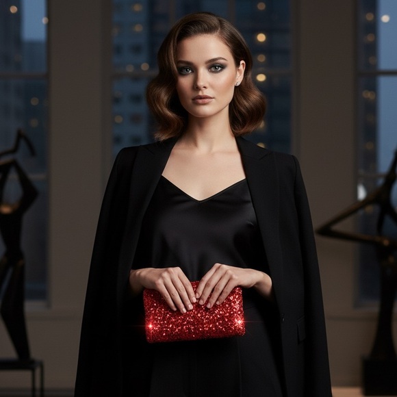 Simitri Cayenne Kitsch Clutch new with tags All-Over Sequin cocktail party - Picture 6 of 16